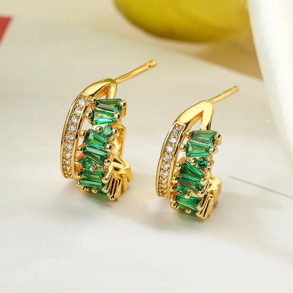 1 Pair Modern Style C Shape Plating Inlay Copper Zircon 18k Gold Plated Ear Studs