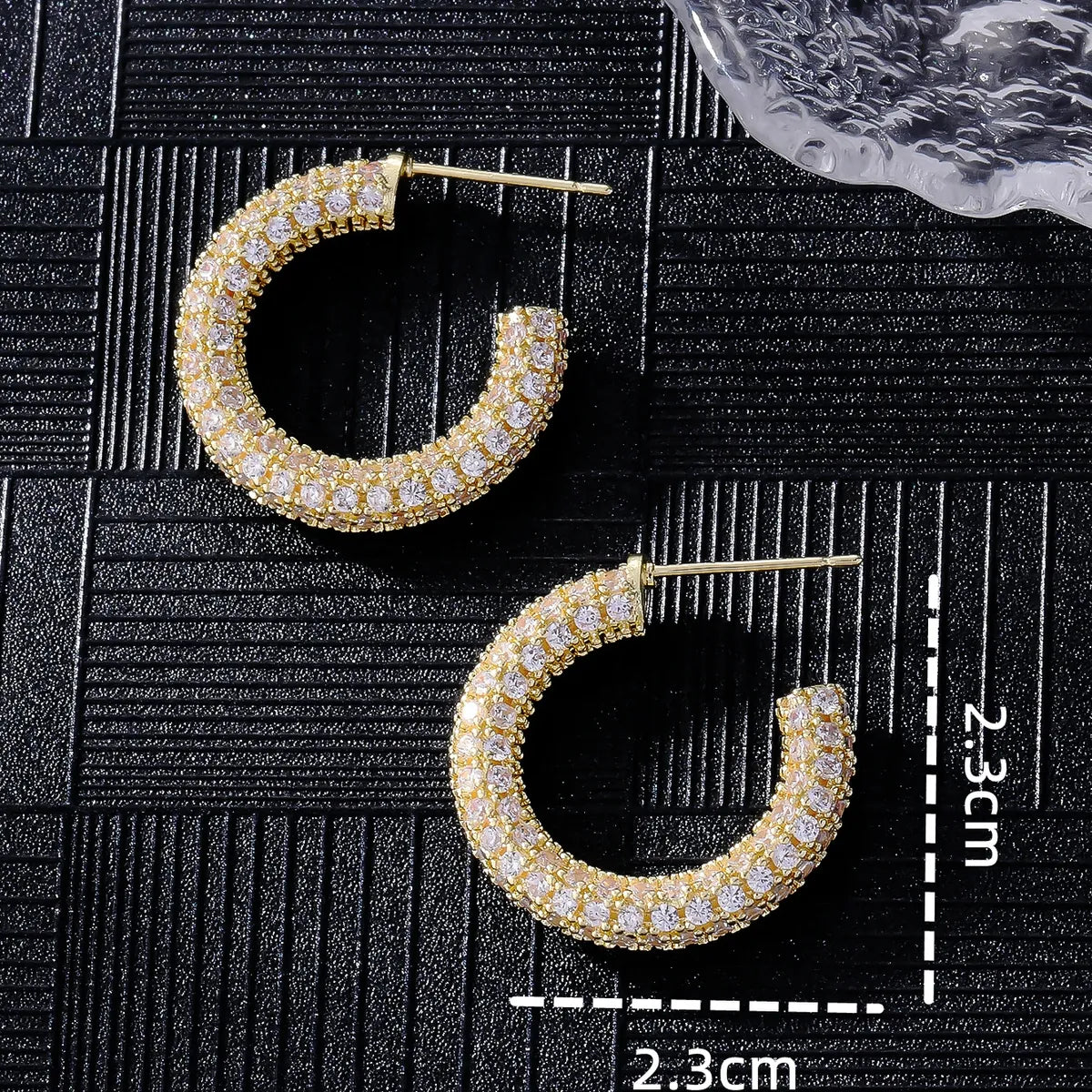 1 Pair Modern Style C Shape Plating Inlay Copper Zircon 18k Gold Plated White Gold Plated Ear Studs