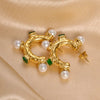 1 Pair Modern Style C Shape Plating Inlay 304 Stainless Steel Pearl Zircon 14K Gold Plated Earrings