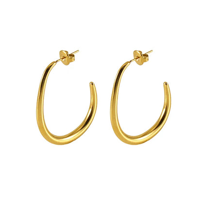 1 Pair Modern Style C Shape Plating Stainless Steel Titanium Steel 18K Gold Plated Ear Studs