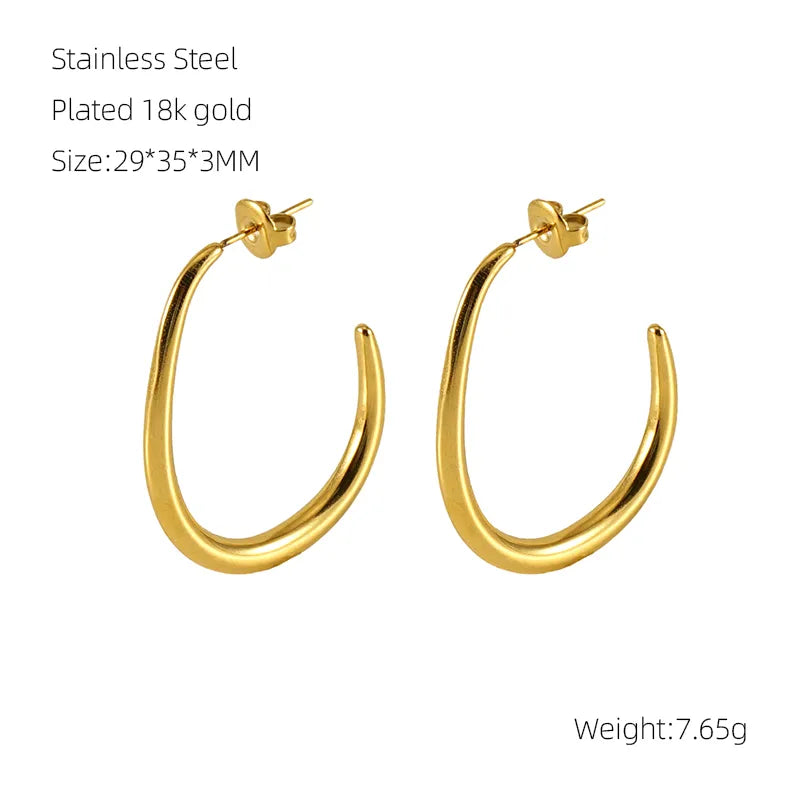 1 Pair Modern Style C Shape Plating Stainless Steel Titanium Steel 18K Gold Plated Ear Studs