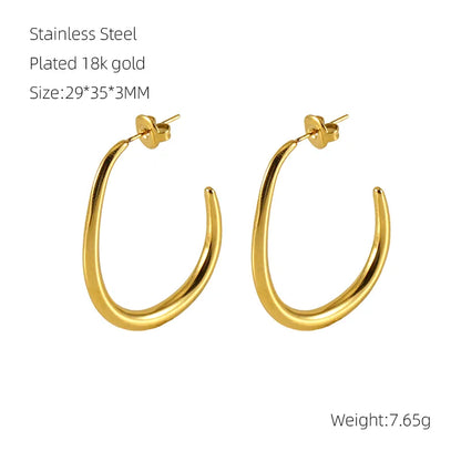 1 Pair Modern Style C Shape Plating Stainless Steel Titanium Steel 18K Gold Plated Ear Studs