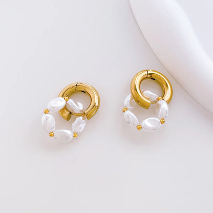 1 Pair Modern Style C Shape Plating Titanium Steel Earrings