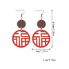 1 Pair Modern Style Chinese Character Hollow Out Wood Drop Earrings