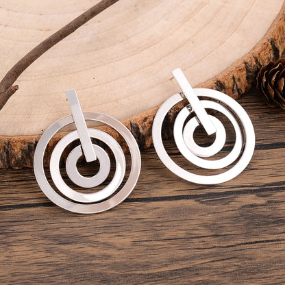 1 Pair Modern Style Circle Copper Palladium White K Drop Earrings