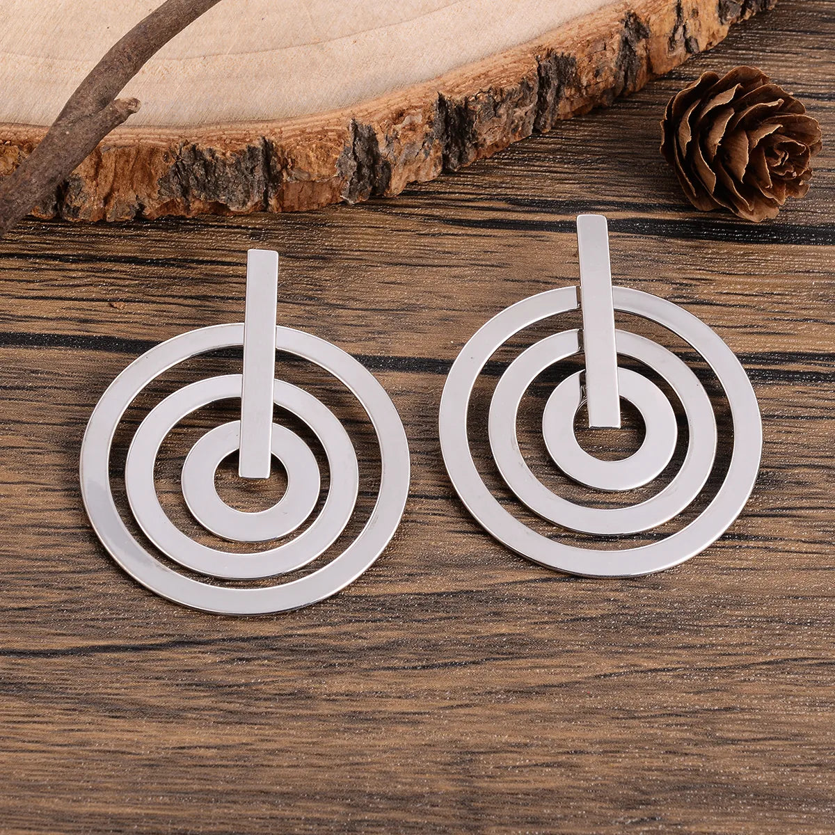 1 Pair Modern Style Circle Copper Palladium White K Drop Earrings