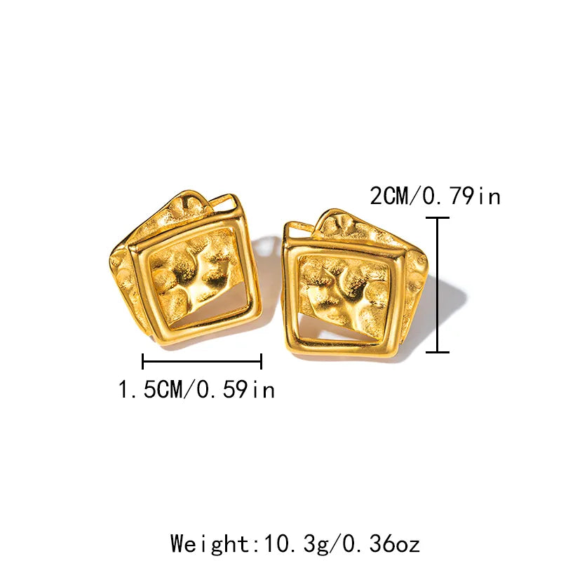 1 Pair Modern Style Classic Style Artistic Square Plating Hollow Out 304 Stainless Steel 14K Gold Plated Ear Studs