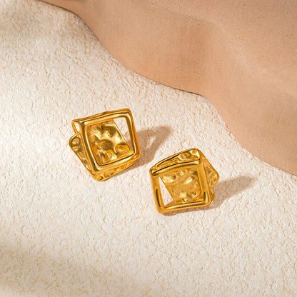 1 Pair Modern Style Classic Style Artistic Square Plating Hollow Out 304 Stainless Steel 14K Gold Plated Ear Studs