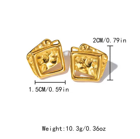 1 Pair Modern Style Classic Style Artistic Square Plating Hollow Out 304 Stainless Steel 14K Gold Plated Ear Studs