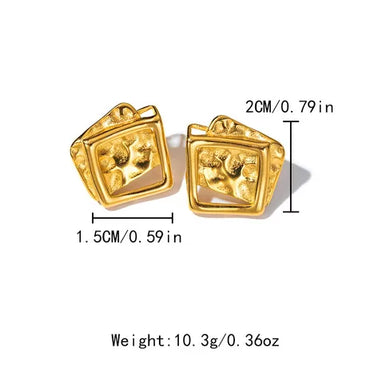 1 Pair Modern Style Classic Style Artistic Square Plating Hollow Out 304 Stainless Steel 14K Gold Plated Ear Studs