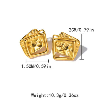 1 Pair Modern Style Classic Style Artistic Square Plating Hollow Out 304 Stainless Steel 14K Gold Plated Ear Studs