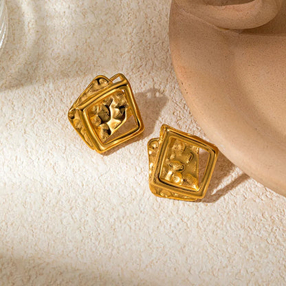 1 Pair Modern Style Classic Style Artistic Square Plating Hollow Out 304 Stainless Steel 14K Gold Plated Ear Studs