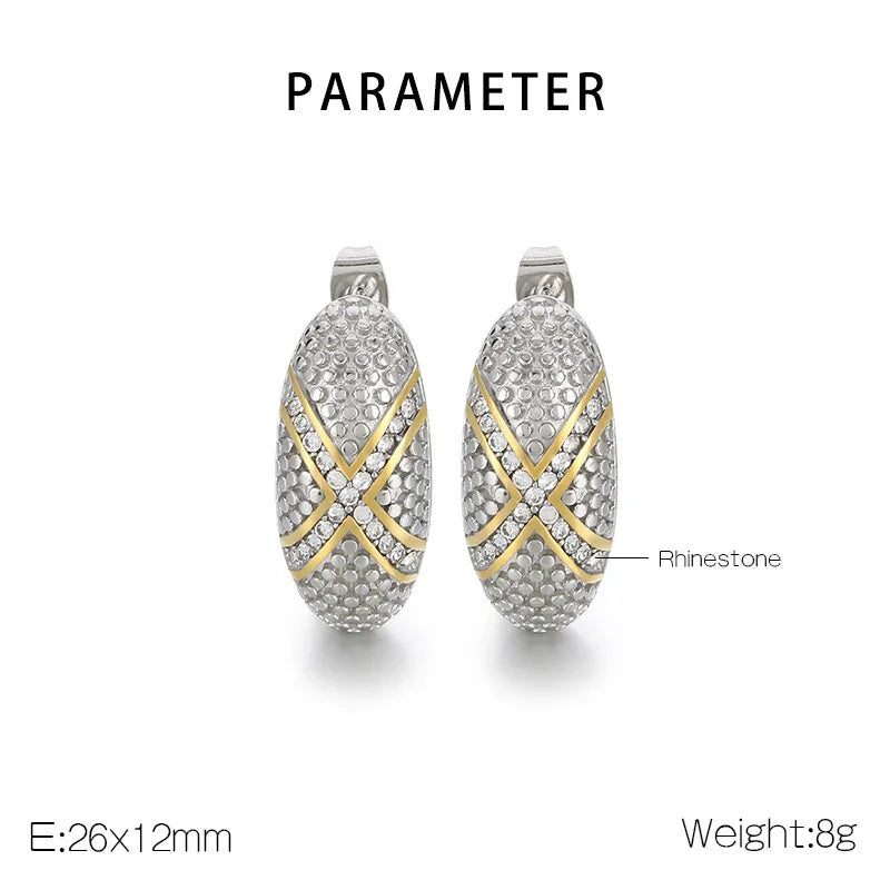 1 Pair Modern Style Classic Style C Shape Inlay 304 Stainless Steel Rhinestones 18K Gold Plated Ear Studs