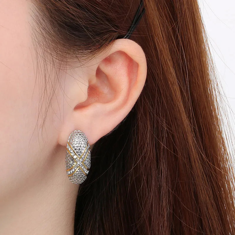 1 Pair Modern Style Classic Style C Shape Inlay 304 Stainless Steel Rhinestones 18K Gold Plated Ear Studs