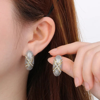 1 Pair Modern Style Classic Style C Shape Inlay 304 Stainless Steel Rhinestones 18K Gold Plated Ear Studs