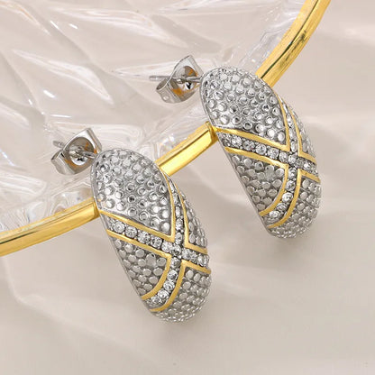 1 Pair Modern Style Classic Style C Shape Inlay 304 Stainless Steel Rhinestones 18K Gold Plated Ear Studs