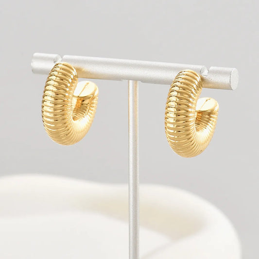 1 Pair Modern Style Classic Style C Shape Stripe Arylic Alloy Ear Studs