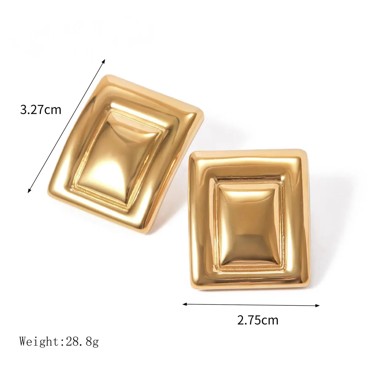 1 Pair Modern Style Classic Style Circle Heart Shape Rectangle 304 Stainless Steel 18K Gold Plated Ear Studs