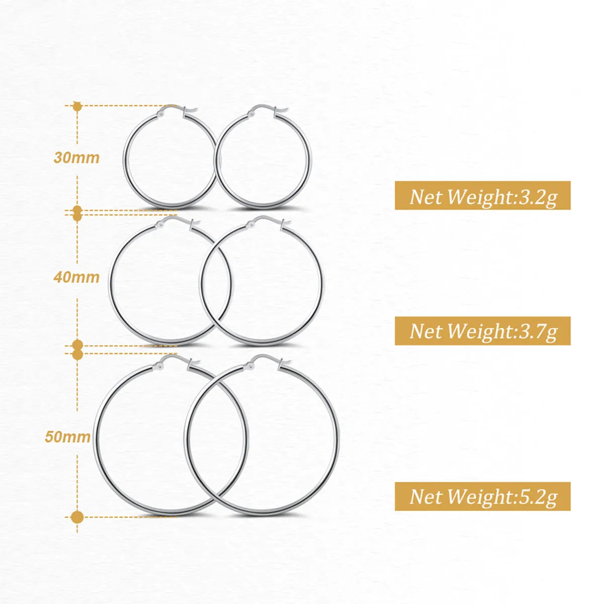 1 Pair Modern Style Classic Style Circle Plating Sterling Silver White Gold Plated Rhodium Plated Silver Plated Hoop Earrings