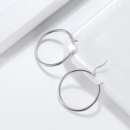 1 Pair Modern Style Classic Style Circle Plating Sterling Silver White Gold Plated Rhodium Plated Silver Plated Hoop Earrings