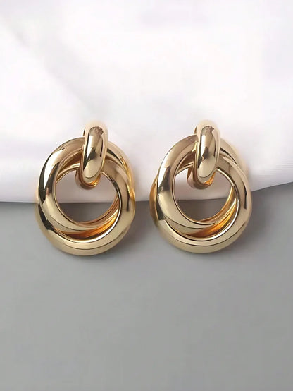 1 Pair Modern Style Classic Style Circle Round Plating Iron Gold Plated Ear Studs