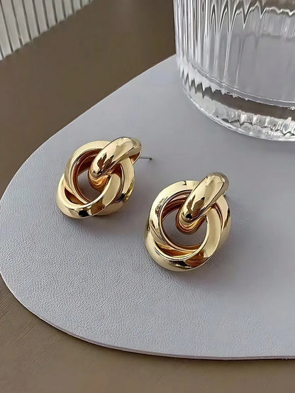 1 Pair Modern Style Classic Style Circle Round Plating Iron Gold Plated Ear Studs