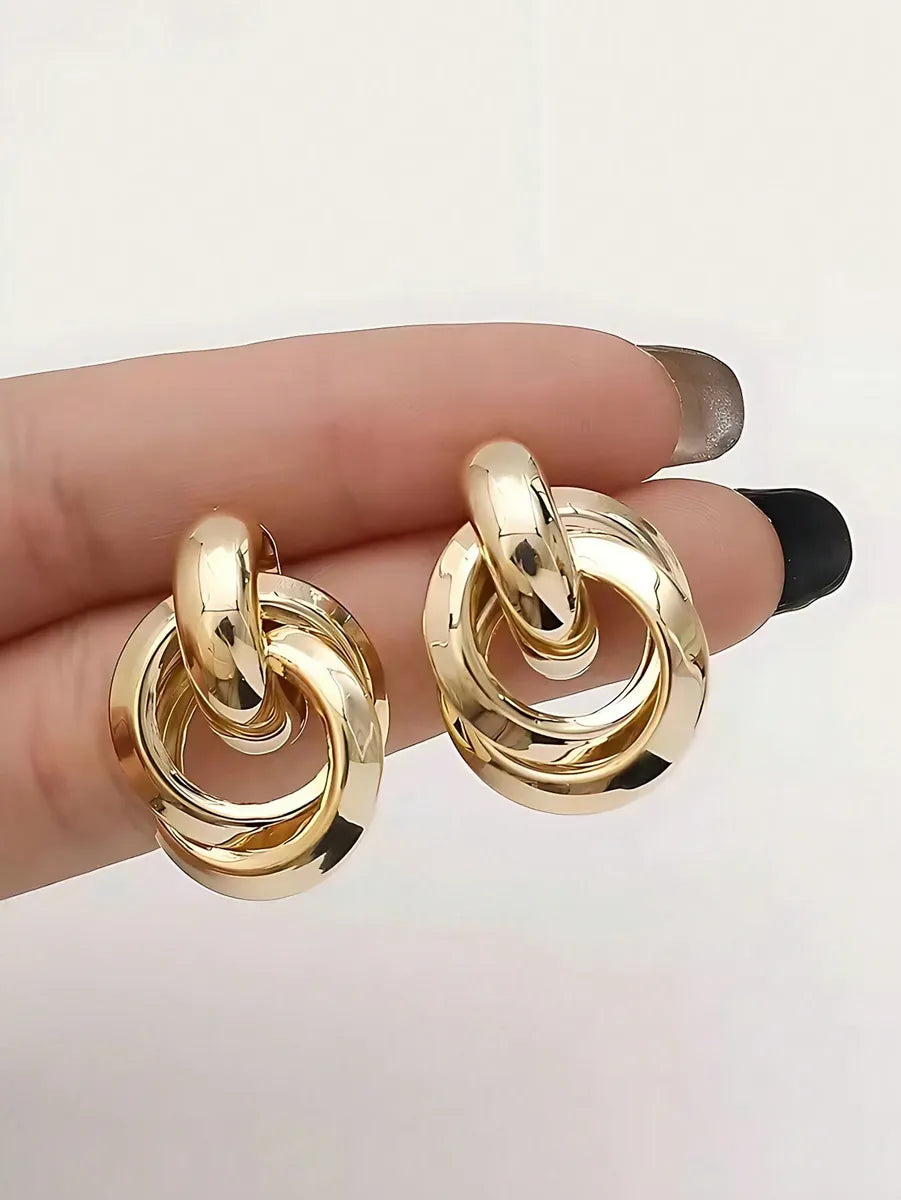 1 Pair Modern Style Classic Style Circle Round Plating Iron Gold Plated Ear Studs