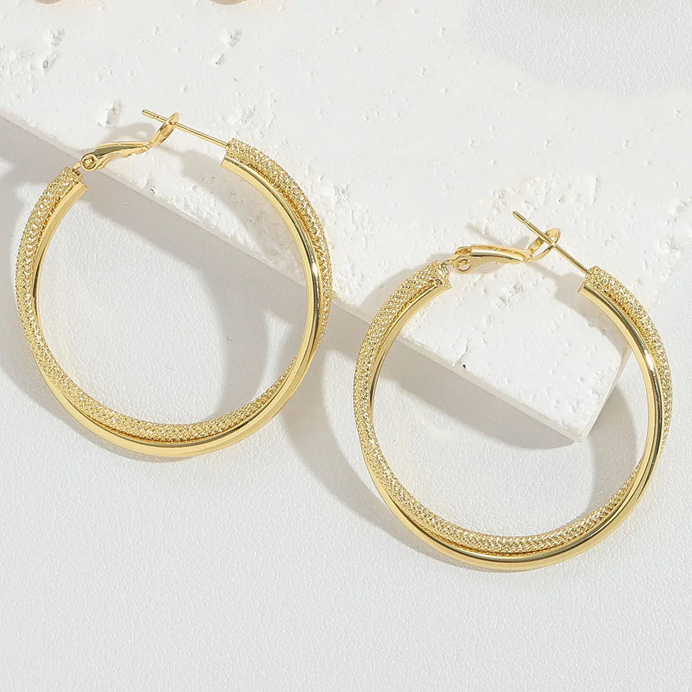 1 Pair Modern Style Classic Style Commute Geometric Copper Hoop Earrings