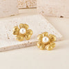 1 Pair Modern Style Classic Style Flower Plating Inlay 304 Stainless Steel Artificial Pearls Rhinestones Ear Studs