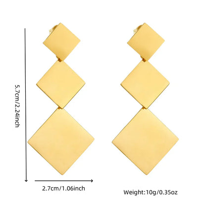 1 Pair Modern Style Classic Style Geometric Rhombus Metal 304 Stainless Steel 18K Gold Plated Drop Earrings