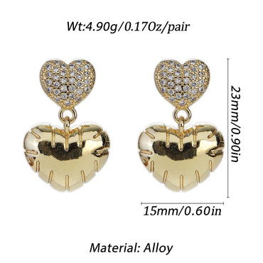 1 Pair Modern Style Classic Style Heart Shape Plating Inlay Copper Zircon Gold Plated Drop Earrings