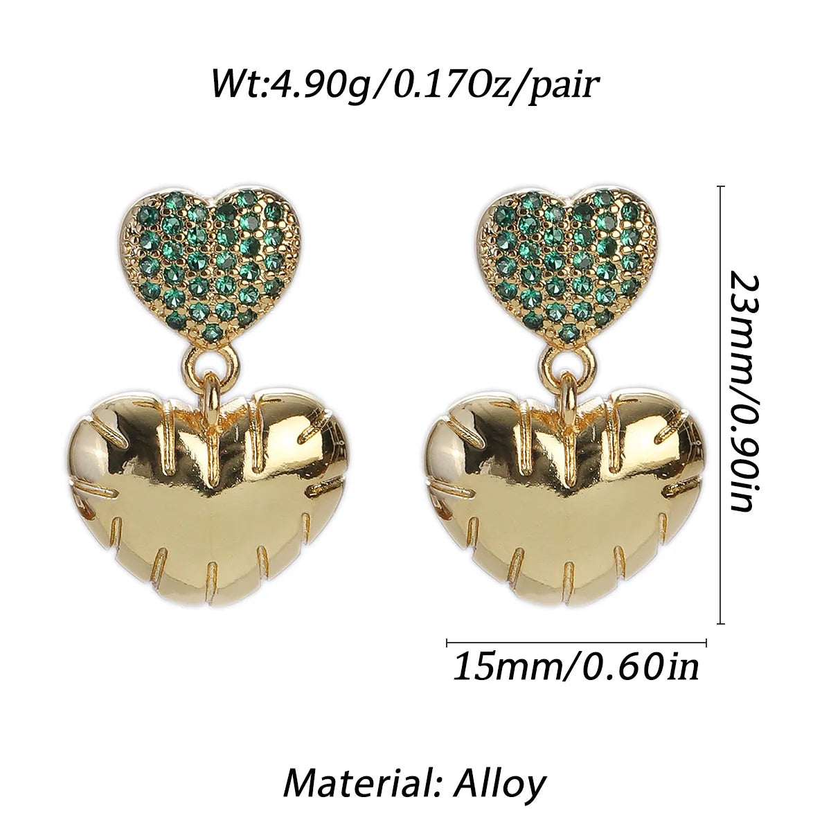 1 Pair Modern Style Classic Style Heart Shape Plating Inlay Copper Zircon Gold Plated Drop Earrings