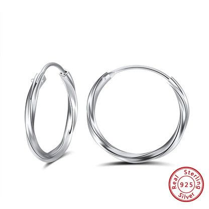 1 Pair Modern Style Classic Style Korean Style Circle Plating Sterling Silver White Gold Plated Rhodium Plated Silver Plated Hoop Earrings