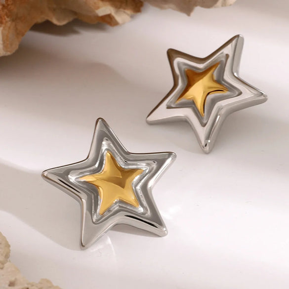 1 Pair Modern Style Classic Style Pentagram 304 Stainless Steel Ear Studs