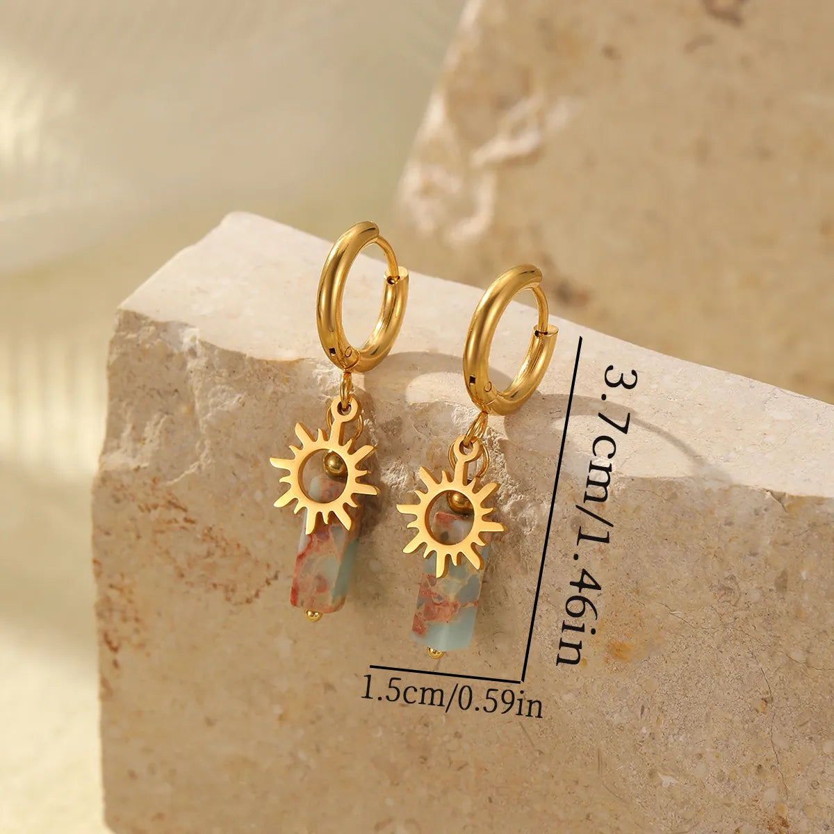 1 Pair Modern Style Classic Style Sun Leaves 304 Stainless Steel Drop Earrings