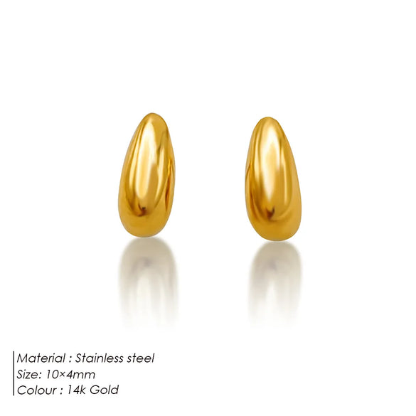 1 Pair Modern Style Classic Style Water Droplets 304 Stainless Steel 316 Stainless Steel  14K Gold Plated Ear Studs