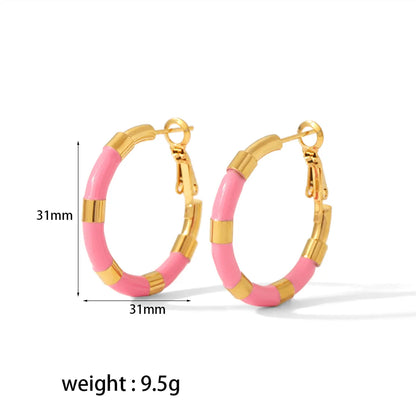 1 Pair Modern Style Color Block Polishing Epoxy Plating 304 Stainless Steel Earrings