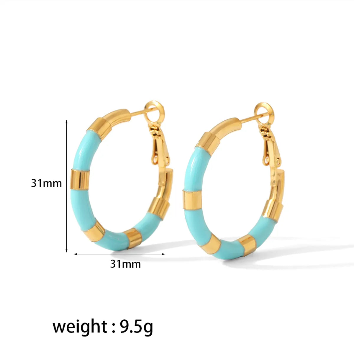 1 Pair Modern Style Color Block Polishing Epoxy Plating 304 Stainless Steel Earrings