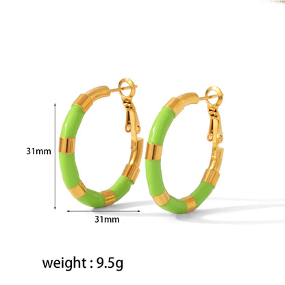 1 Pair Modern Style Color Block Polishing Epoxy Plating 304 Stainless Steel Earrings