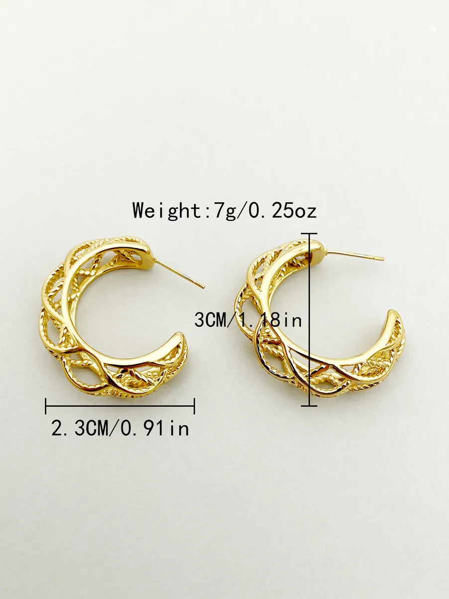 1 Pair Modern Style Commute C Shape Irregular Polishing Plating Hollow Out Stainless Steel Metal Gold Plated Ear Studs