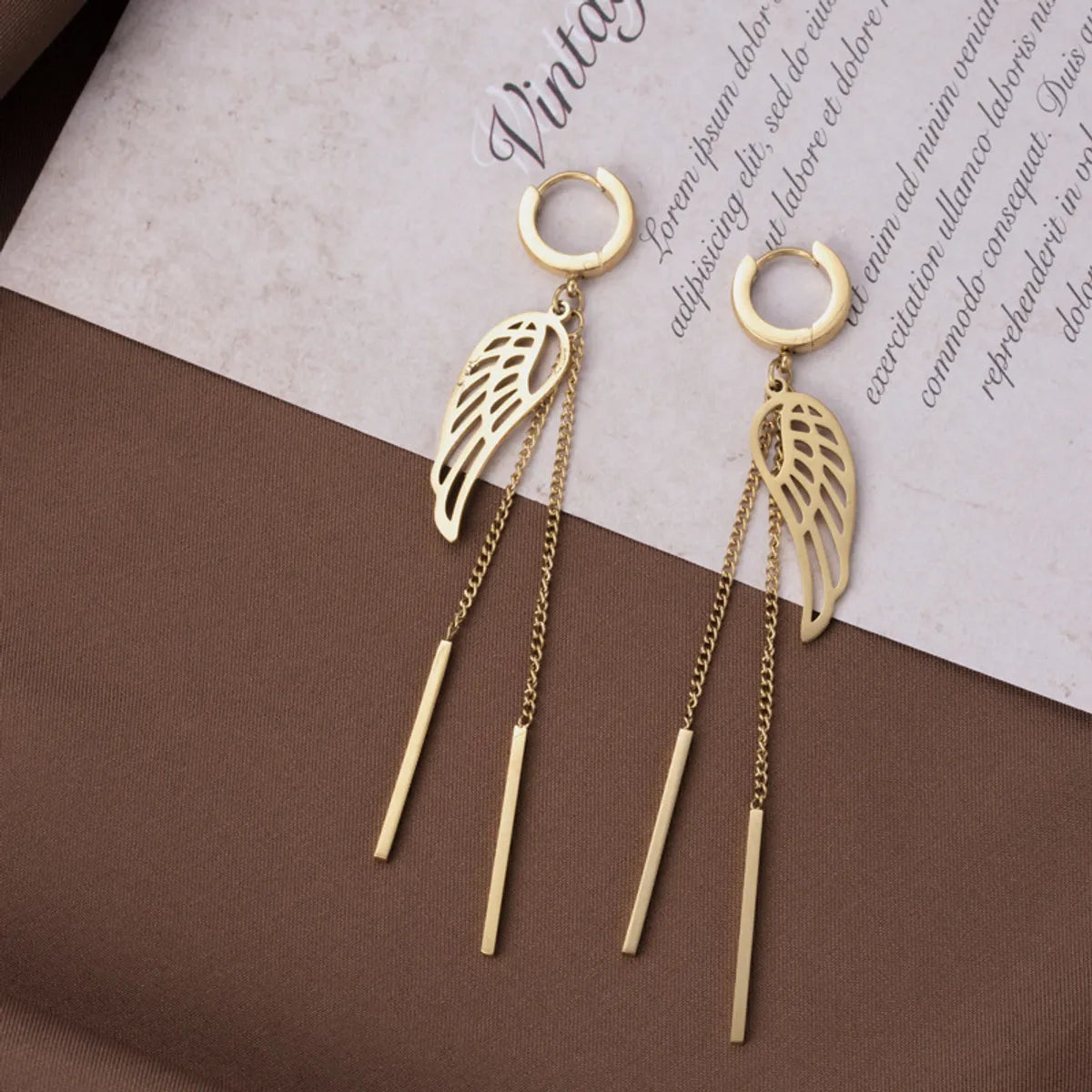 1 Pair Modern Style Cross Eye Snake Titanium Steel Tassel Chain Earrings