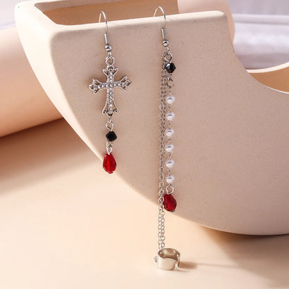 1 Pair Modern Style Cross Plastic Zinc Alloy Drop Earrings