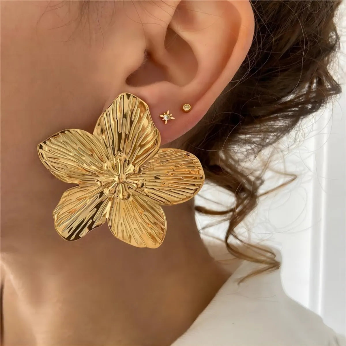 1 Pair Modern Style Flower Butterfly Ginkgo Leaf Polishing Plating Stainless Steel 18k Gold Plated Ear Studs