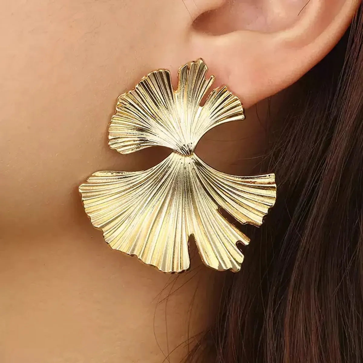 1 Pair Modern Style Flower Butterfly Ginkgo Leaf Polishing Plating Stainless Steel 18k Gold Plated Ear Studs