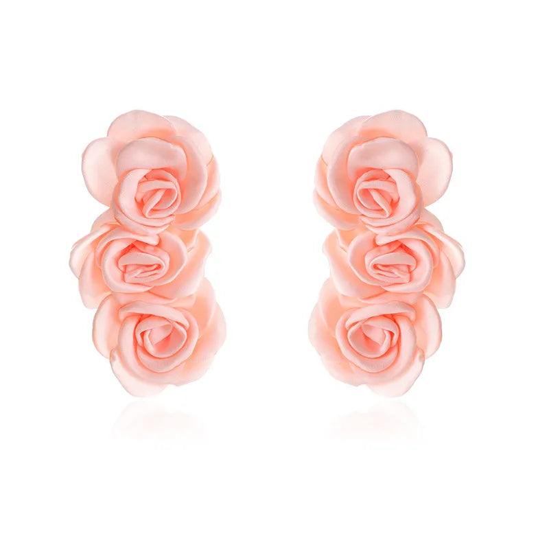 1 Pair Modern Style Flower Cloth Drop Earrings