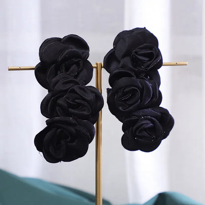 1 Pair Modern Style Flower Cloth Drop Earrings