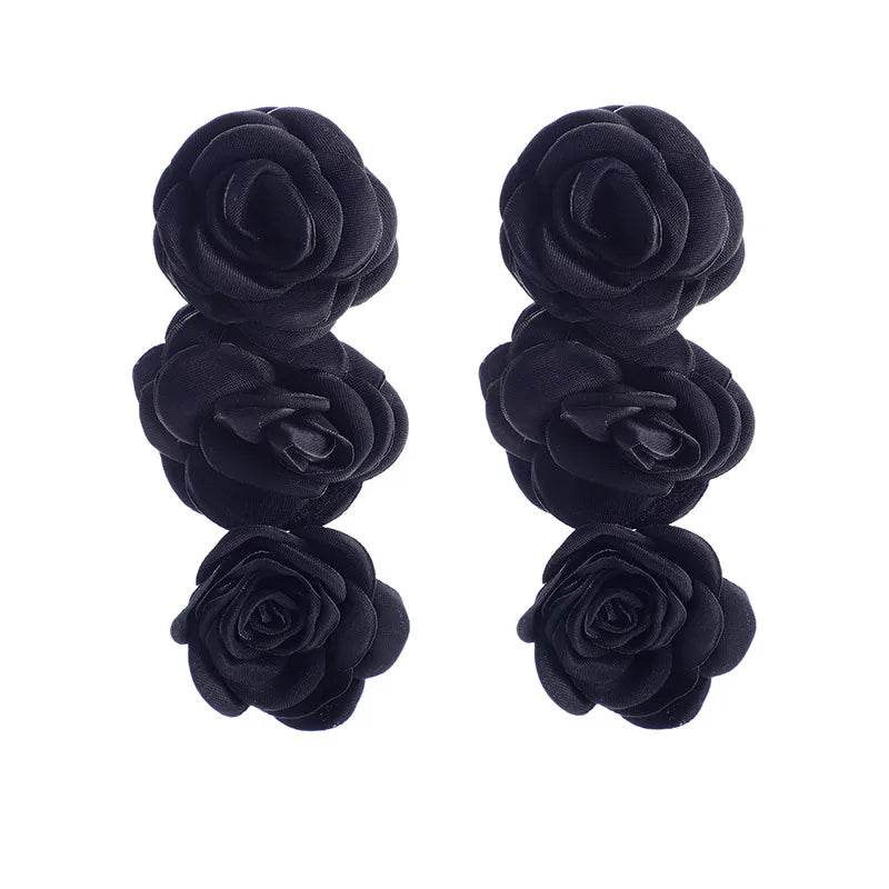 1 Pair Modern Style Flower Cloth Drop Earrings