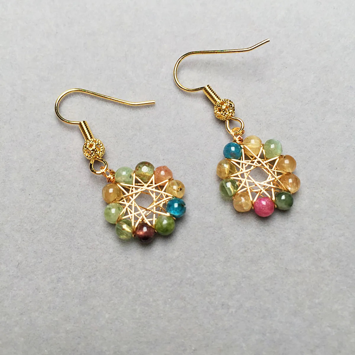 1 Pair Modern Style Flower Tourmaline Alloy Earrings