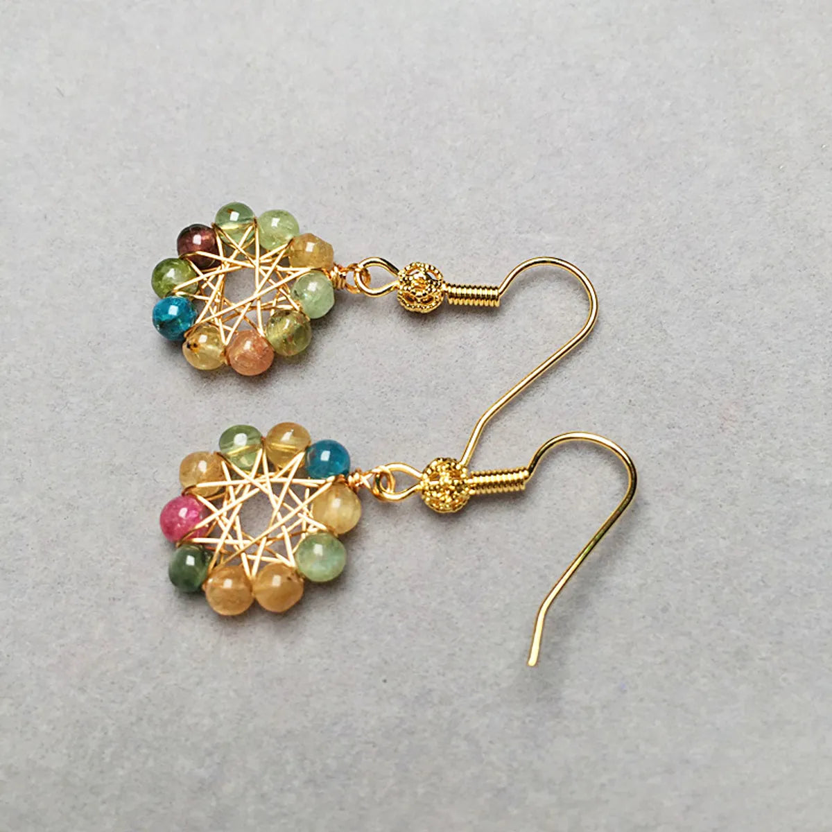 1 Pair Modern Style Flower Tourmaline Alloy Earrings