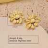 1 Pair Modern Style Geometric Flower Stamping 304 Stainless Steel Imitation Gold  Drop Earrings Ear Studs